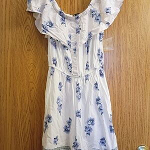 Justify White Dress with Blue Floral Print